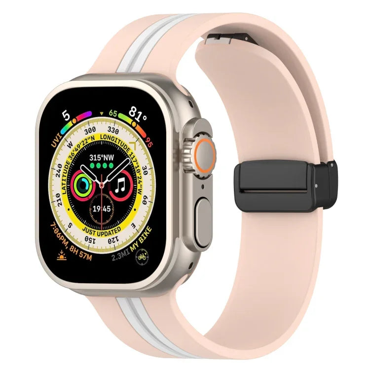 Bracelet de montre en silicone bicolore à fermoir magnétique, pour Apple Watch Ultra 49 mm, pour Apple Watch Series 8&7 45 mm, pour Apple Watch Series 8&7 41 mm