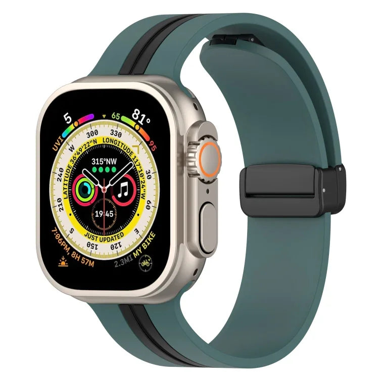 Bracelet de montre en silicone bicolore à fermoir magnétique, pour Apple Watch Ultra 49 mm, pour Apple Watch Series 8&7 45 mm, pour Apple Watch Series 8&7 41 mm