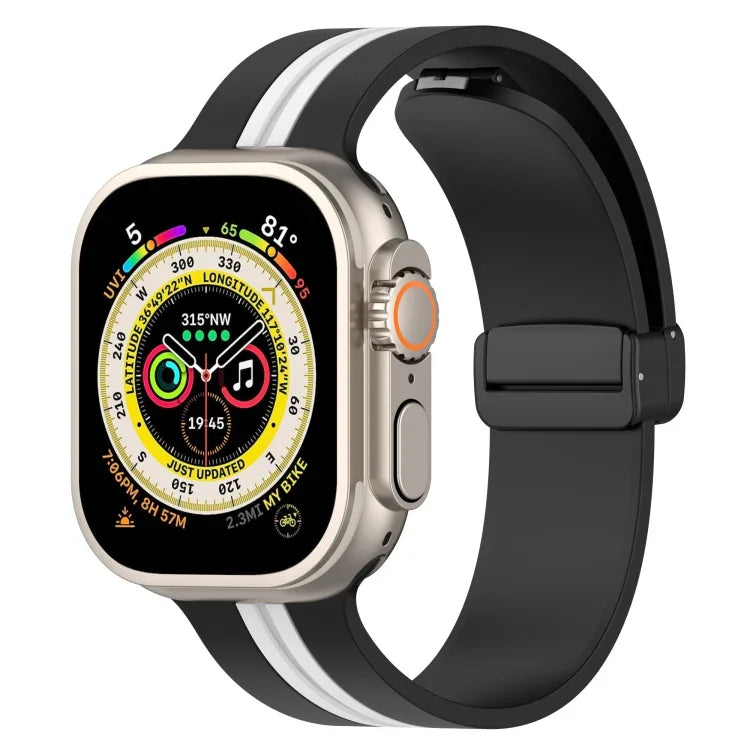 Bracelet de montre en silicone bicolore à fermoir magnétique, pour Apple Watch Ultra 49 mm, pour Apple Watch Series 8&7 45 mm, pour Apple Watch Series 8&7 41 mm