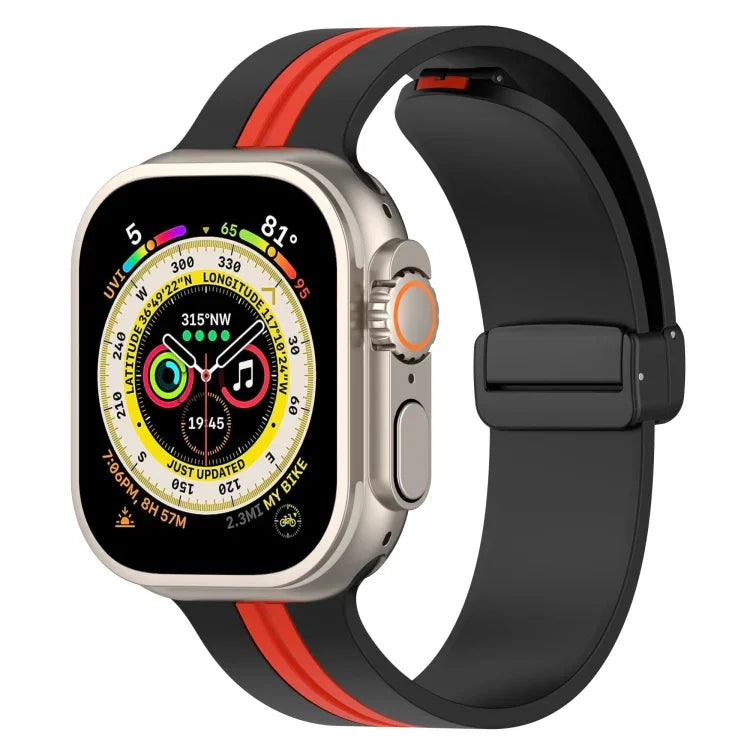 Bracelet de montre en silicone bicolore à fermoir magnétique, pour Apple Watch Ultra 49 mm, pour Apple Watch Series 8&7 45 mm, pour Apple Watch Series 8&7 41 mm