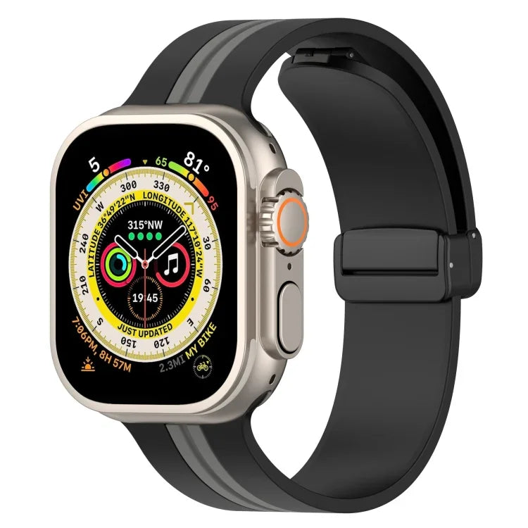 Bracelet de montre en silicone bicolore à fermoir magnétique, pour Apple Watch Ultra 49 mm, pour Apple Watch Series 8&7 45 mm, pour Apple Watch Series 8&7 41 mm