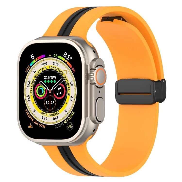 Bracelet de montre en silicone bicolore à fermoir magnétique, pour Apple Watch Ultra 49 mm, pour Apple Watch Series 8&7 45 mm, pour Apple Watch Series 8&7 41 mm