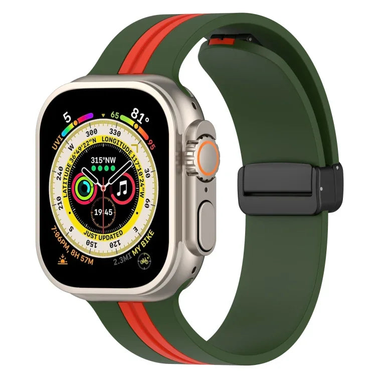 Bracelet de montre en silicone bicolore à fermoir magnétique, pour Apple Watch Ultra 49 mm, pour Apple Watch Series 8&7 45 mm, pour Apple Watch Series 8&7 41 mm