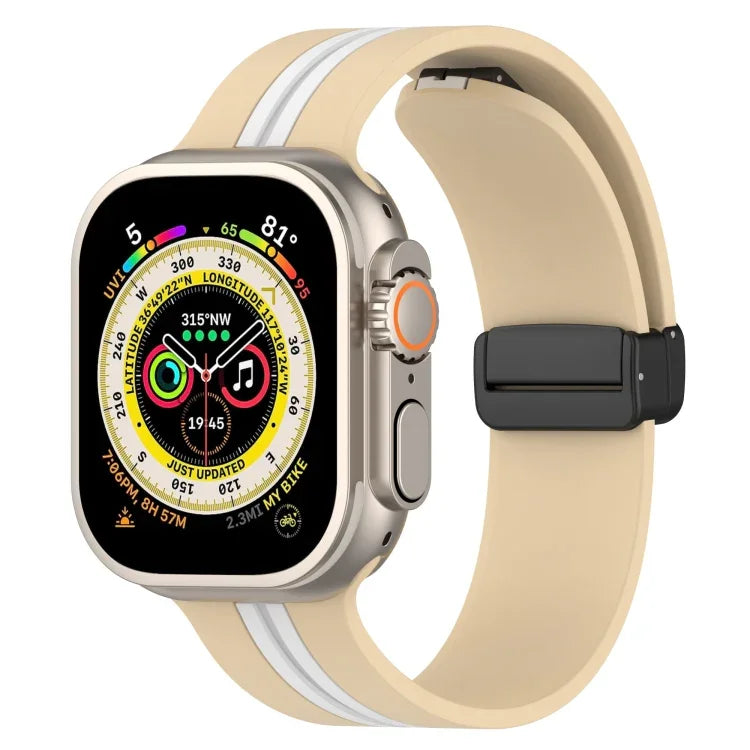 Bracelet de montre en silicone bicolore à fermoir magnétique, pour Apple Watch Ultra 49 mm, pour Apple Watch Series 8&7 45 mm, pour Apple Watch Series 8&7 41 mm