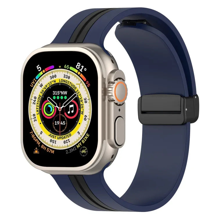 Bracelet de montre en silicone bicolore à fermoir magnétique, pour Apple Watch Ultra 49 mm, pour Apple Watch Series 8&7 45 mm, pour Apple Watch Series 8&7 41 mm