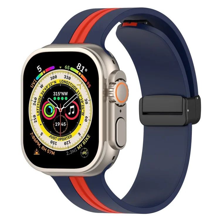 Bracelet de montre en silicone bicolore à fermoir magnétique, pour Apple Watch Ultra 49 mm, pour Apple Watch Series 8&7 45 mm, pour Apple Watch Series 8&7 41 mm