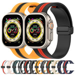 Bracelet de montre en silicone bicolore à fermoir magnétique, pour Apple Watch Ultra 49 mm, pour Apple Watch Series 8&7 45 mm, pour Apple Watch Series 8&7 41 mm