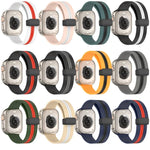 Bracelet de montre en silicone bicolore à fermoir magnétique, pour Apple Watch Ultra 49 mm, pour Apple Watch Series 8&7 45 mm, pour Apple Watch Series 8&7 41 mm
