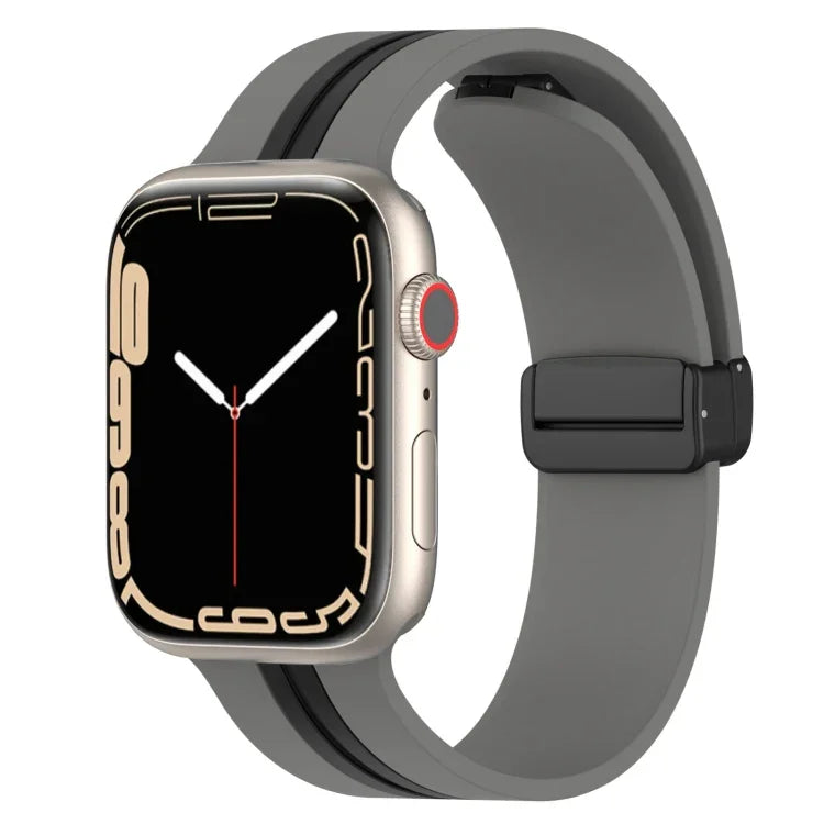 Bracelet de montre en silicone bicolore à fermoir magnétique, pour Apple Watch Ultra 49 mm, pour Apple Watch Series 8&7 45 mm, pour Apple Watch Series 8&7 41 mm