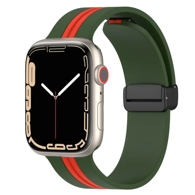 Bracelet de montre en silicone bicolore à fermoir magnétique, pour Apple Watch Ultra 49 mm, pour Apple Watch Series 8&7 45 mm, pour Apple Watch Series 8&7 41 mm