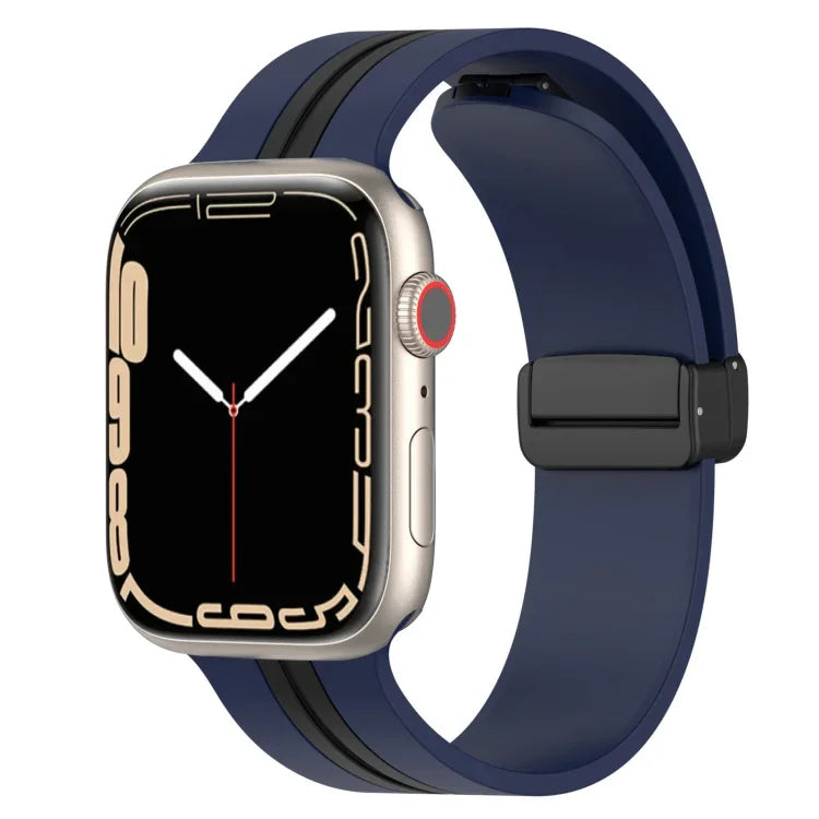 Bracelet de montre en silicone bicolore à fermoir magnétique, pour Apple Watch Ultra 49 mm, pour Apple Watch Series 8&7 45 mm, pour Apple Watch Series 8&7 41 mm