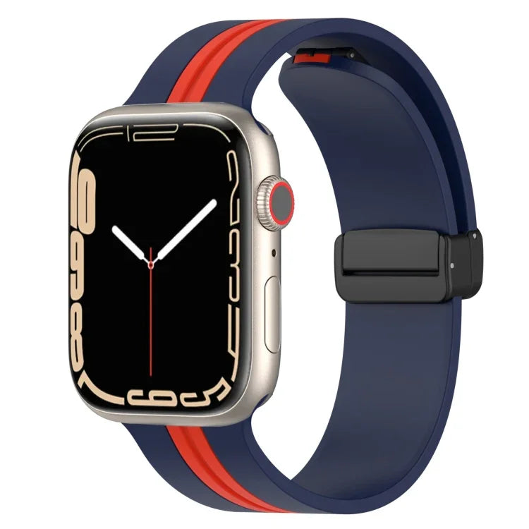 Bracelet de montre en silicone bicolore à fermoir magnétique, pour Apple Watch Ultra 49 mm, pour Apple Watch Series 8&7 45 mm, pour Apple Watch Series 8&7 41 mm