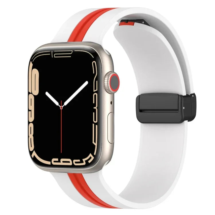 Bracelet de montre en silicone bicolore à fermoir magnétique, pour Apple Watch Ultra 49 mm, pour Apple Watch Series 8&7 45 mm, pour Apple Watch Series 8&7 41 mm