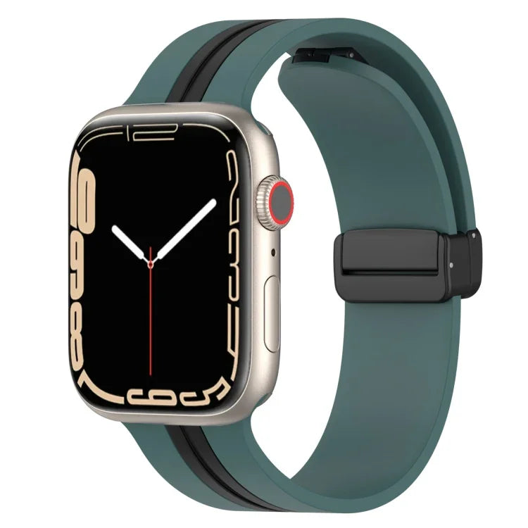 Bracelet de montre en silicone bicolore à fermoir magnétique, pour Apple Watch Ultra 49 mm, pour Apple Watch Series 8&7 45 mm, pour Apple Watch Series 8&7 41 mm
