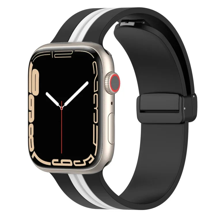 Bracelet de montre en silicone bicolore à fermoir magnétique, pour Apple Watch Ultra 49 mm, pour Apple Watch Series 8&7 45 mm, pour Apple Watch Series 8&7 41 mm