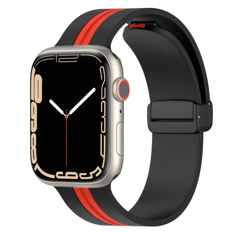 Bracelet de montre en silicone bicolore à fermoir magnétique, pour Apple Watch Ultra 49 mm, pour Apple Watch Series 8&7 45 mm, pour Apple Watch Series 8&7 41 mm