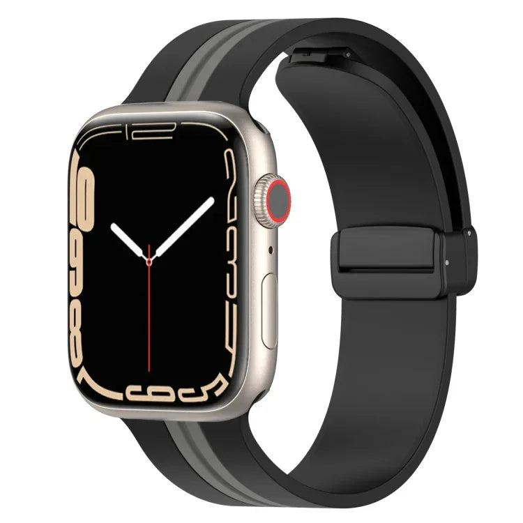 Bracelet de montre en silicone bicolore à fermoir magnétique, pour Apple Watch Ultra 49 mm, pour Apple Watch Series 8&7 45 mm, pour Apple Watch Series 8&7 41 mm
