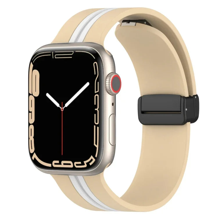 Bracelet de montre en silicone bicolore à fermoir magnétique, pour Apple Watch Ultra 49 mm, pour Apple Watch Series 8&7 45 mm, pour Apple Watch Series 8&7 41 mm
