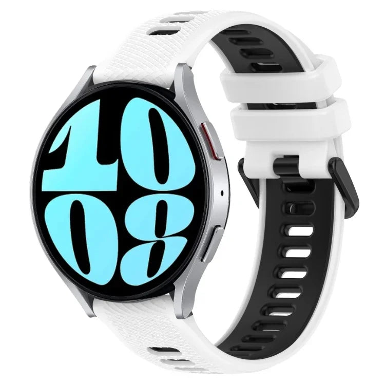 Bracelet de montre en silicone bicolore de sport de 20 mm, pour Samsung Galaxy Watch 6 40 mm, pour Samsung Galaxy Watch 6 Classic 43 mm