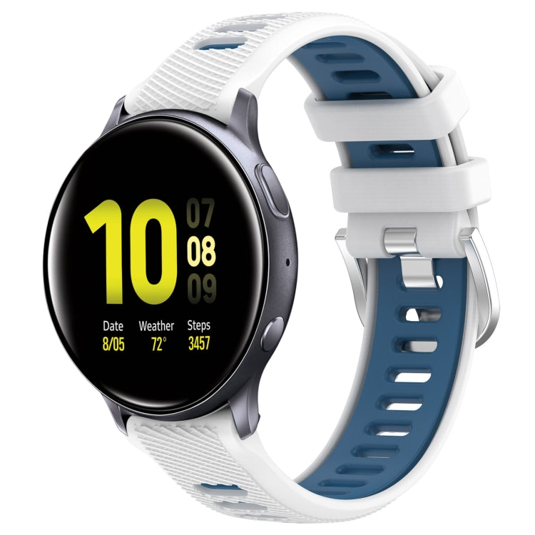 Bracelet de montre en silicone à boucle en acier bicolore sport de 20 mm, pour Samsung Galaxy Watch Active2 40mm, pour Samsung Galaxy Watch Active2 44mm, pour Samsung Galaxy Watch 42mm, pour Samsung Galaxy Watch 6 Classic 47mm