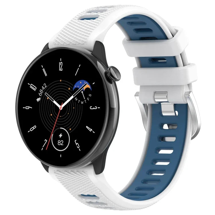 Bracelet de montre en silicone à boucle en acier bicolore sport de 20 mm, pour Samsung Galaxy Watch 6 40 mm, pour Samsung Galaxy Watch 6 Classic 43 mm