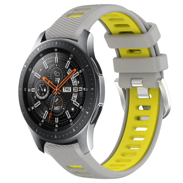22mm Sports Two-Color Steel Buckle Silicone Watch Band, For Samsung Galaxy Watch3 45mm, For Samsung Galaxy Watch 46mm, For Samsung Gear S3 Classic, For Samsung Gear S3 Frontier
