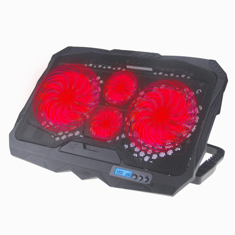 S18 Support de Refroidissement Pliable pour Ordinateur Portable Gaming en Aluminium avec Quatre Ventilateurs et Affichage de la Vitesse du Vent, S18