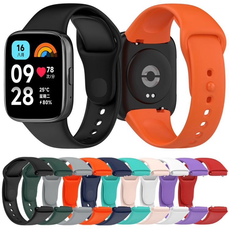 For Redmi Watch 3 Lite Sports Solid Color Silicone Replacement Watch Band, Black, White, Purple, Pink, Orange, Red, Green, Grey, Blue, Teal
