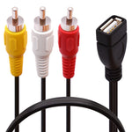 Câble répartiteur audio-vidéo JUNSUNMAY USB femelle vers 3 RCA mâles, 0,2 m, 1,5 m