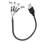 Câble adaptateur prolongateur JUNSUNMAY USB 2.0 A vers connecteur Dupont 4 broches femelle pour carte mère, longueur : 0,3 m, USB mâle, USB femelle