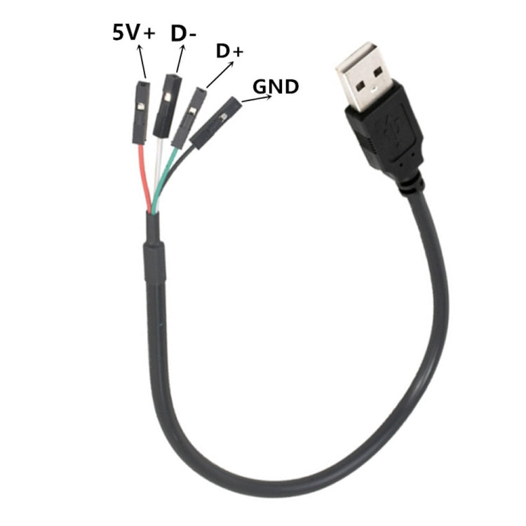Câble adaptateur prolongateur JUNSUNMAY USB 2.0 A vers connecteur Dupont 4 broches femelle pour carte mère, longueur : 0,3 m, USB mâle, USB femelle