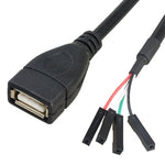Câble adaptateur prolongateur JUNSUNMAY USB 2.0 A vers connecteur Dupont 4 broches femelle pour carte mère, longueur : 0,3 m, USB mâle, USB femelle