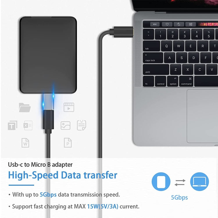 Adaptateur convertisseur JUNSUNMAY USB-C / Type-C femelle vers mâle USB 3.0 Micro B, 1 pièce, 2 pièces