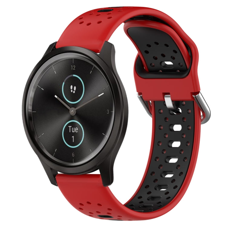 20mm Breathable Two-Color Silicone Watch Band, For Garmin Venu SQ, For Garmin VivoMove Style, For Garmin VivoMove Luxe