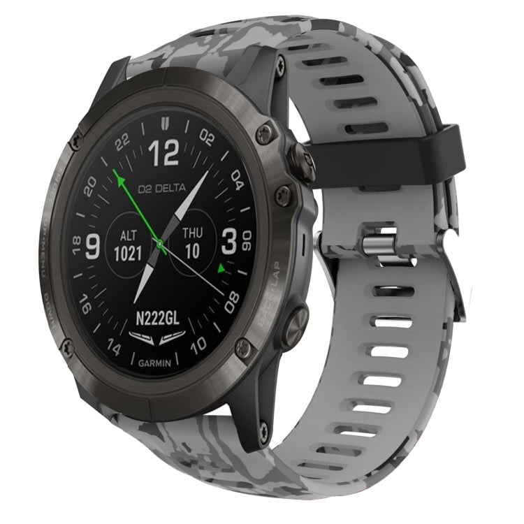 26mm Camouflage Printed Silicone Watch Band, For Garmin Instinct 2X Solar, For Garmin D2 Delta PX, For Garmin Tactix 7 Pro, For Garmin Tactix 7, For Garmin Fenix 7X, For Garmin Fenix 7X Solar, For Garmin Tactix Delta, For Garmin Enduro 2