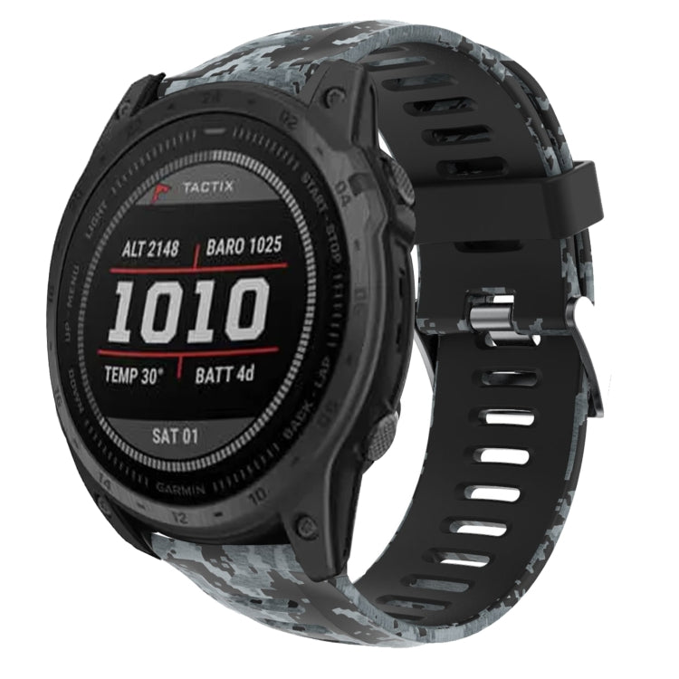 26mm Camouflage Printed Silicone Watch Band, For Garmin Instinct 2X Solar, For Garmin D2 Delta PX, For Garmin Tactix 7 Pro, For Garmin Tactix 7, For Garmin Fenix 7X, For Garmin Fenix 7X Solar, For Garmin Tactix Delta, For Garmin Enduro 2
