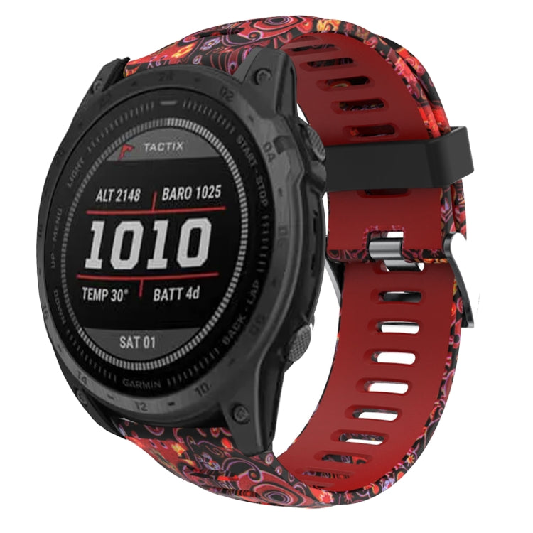 26mm Camouflage Printed Silicone Watch Band, For Garmin Instinct 2X Solar, For Garmin D2 Delta PX, For Garmin Tactix 7 Pro, For Garmin Tactix 7, For Garmin Fenix 7X, For Garmin Fenix 7X Solar, For Garmin Tactix Delta, For Garmin Enduro 2