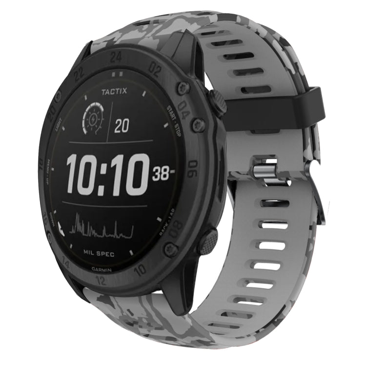 26mm Camouflage Printed Silicone Watch Band, For Garmin Instinct 2X Solar, For Garmin D2 Delta PX, For Garmin Tactix 7 Pro, For Garmin Tactix 7, For Garmin Fenix 7X, For Garmin Fenix 7X Solar, For Garmin Tactix Delta, For Garmin Enduro 2
