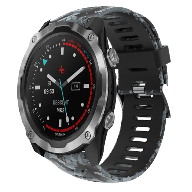 26mm Camouflage Printed Silicone Watch Band, For Garmin Fenix 3 Sapphire, For Garmin Descent MK 1, For Garmin Descent MK 2, For Garmin Descent MK 2i
