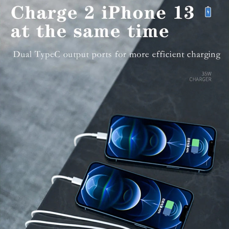 Chargeur double port 35W PD3.0 USB-C / Type-C pour séries iPhone / iPad, prise US, prise EU