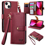 Coque de téléphone en cuir avec fermeture éclair et dragonne, pour iPhone 14 Pro Max, pour iPhone 7 / 8 / SE 2022, pour iPhone 13 Pro Max, pour iPhone 13 Pro, pour iPhone 13, pour iPhone 13 mini, pour iPhone 12 mini, pour iPhone 12 / 12 Pro