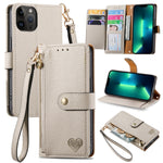 Coque de téléphone en cuir avec fermeture éclair et dragonne, pour iPhone 14 Pro Max, pour iPhone 7 / 8 / SE 2022, pour iPhone 13 Pro Max, pour iPhone 13 Pro, pour iPhone 13, pour iPhone 13 mini, pour iPhone 12 mini, pour iPhone 12 / 12 Pro