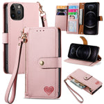 Coque de téléphone en cuir avec fermeture éclair et dragonne, pour iPhone 14 Pro Max, pour iPhone 7 / 8 / SE 2022, pour iPhone 13 Pro Max, pour iPhone 13 Pro, pour iPhone 13, pour iPhone 13 mini, pour iPhone 12 mini, pour iPhone 12 / 12 Pro