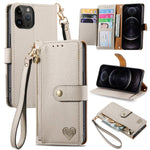 Coque de téléphone en cuir avec fermeture éclair et dragonne, pour iPhone 14 Pro Max, pour iPhone 7 / 8 / SE 2022, pour iPhone 13 Pro Max, pour iPhone 13 Pro, pour iPhone 13, pour iPhone 13 mini, pour iPhone 12 mini, pour iPhone 12 / 12 Pro