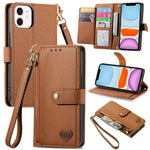 Étui de téléphone en cuir avec lanière à fermeture éclair Love, Pour iPhone 12 Pro Max, Pour iPhone 11 Pro Max, Pour iPhone 11, Pour iPhone 11 Pro, Pour iPhone X / XS, Pour iPhone XR, Pour iPhone XS Max, Pour iPhone 7 Plus / 8 Plus