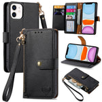 Étui de téléphone en cuir avec lanière à fermeture éclair Love, Pour iPhone 12 Pro Max, Pour iPhone 11 Pro Max, Pour iPhone 11, Pour iPhone 11 Pro, Pour iPhone X / XS, Pour iPhone XR, Pour iPhone XS Max, Pour iPhone 7 Plus / 8 Plus