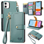 Étui de téléphone en cuir avec lanière à fermeture éclair Love, Pour iPhone 12 Pro Max, Pour iPhone 11 Pro Max, Pour iPhone 11, Pour iPhone 11 Pro, Pour iPhone X / XS, Pour iPhone XR, Pour iPhone XS Max, Pour iPhone 7 Plus / 8 Plus