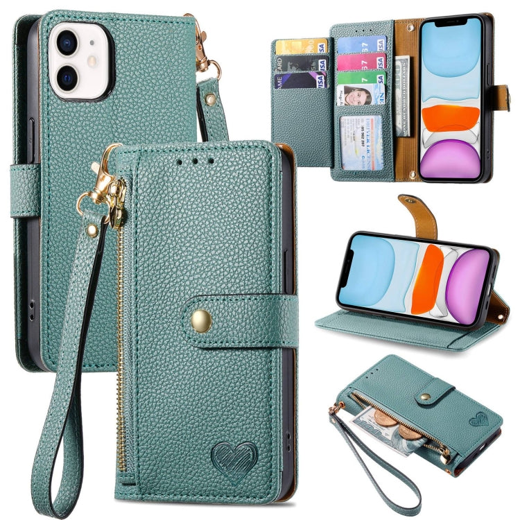 Étui de téléphone en cuir avec lanière à fermeture éclair Love, Pour iPhone 12 Pro Max, Pour iPhone 11 Pro Max, Pour iPhone 11, Pour iPhone 11 Pro, Pour iPhone X / XS, Pour iPhone XR, Pour iPhone XS Max, Pour iPhone 7 Plus / 8 Plus