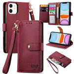 Étui de téléphone en cuir avec lanière à fermeture éclair Love, Pour iPhone 12 Pro Max, Pour iPhone 11 Pro Max, Pour iPhone 11, Pour iPhone 11 Pro, Pour iPhone X / XS, Pour iPhone XR, Pour iPhone XS Max, Pour iPhone 7 Plus / 8 Plus