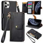 Étui de téléphone en cuir avec lanière à fermeture éclair Love, Pour iPhone 12 Pro Max, Pour iPhone 11 Pro Max, Pour iPhone 11, Pour iPhone 11 Pro, Pour iPhone X / XS, Pour iPhone XR, Pour iPhone XS Max, Pour iPhone 7 Plus / 8 Plus